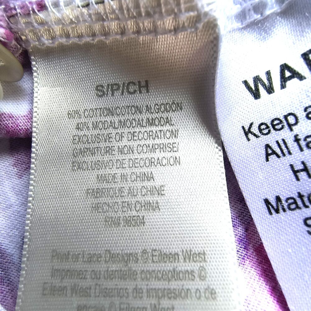 Eileen West Nightgown S Pink Purple White Floral Lace Cotton Dainty Cottagecore - Picture 13 of 15